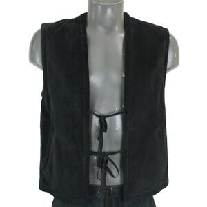 Vintage 80s Beged-Or Suede Leather Sherpa Lined Reversible M Vest ranch cowboy